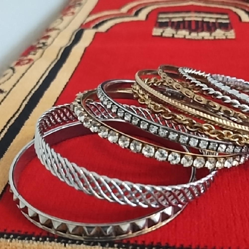 Elegant Silver and Gold Bangle Set